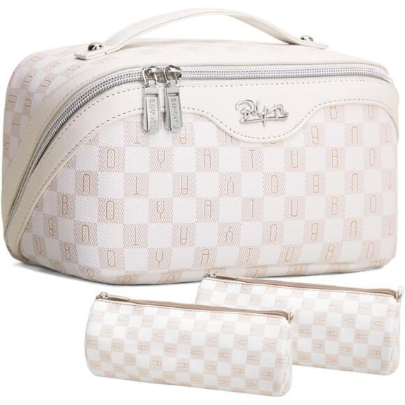 Travel Makeup Bag Cosmetic Bags for Women: Large Make up Bags Set of 3 - - Picture 1 of 6